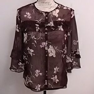 cute floral sheer blouse